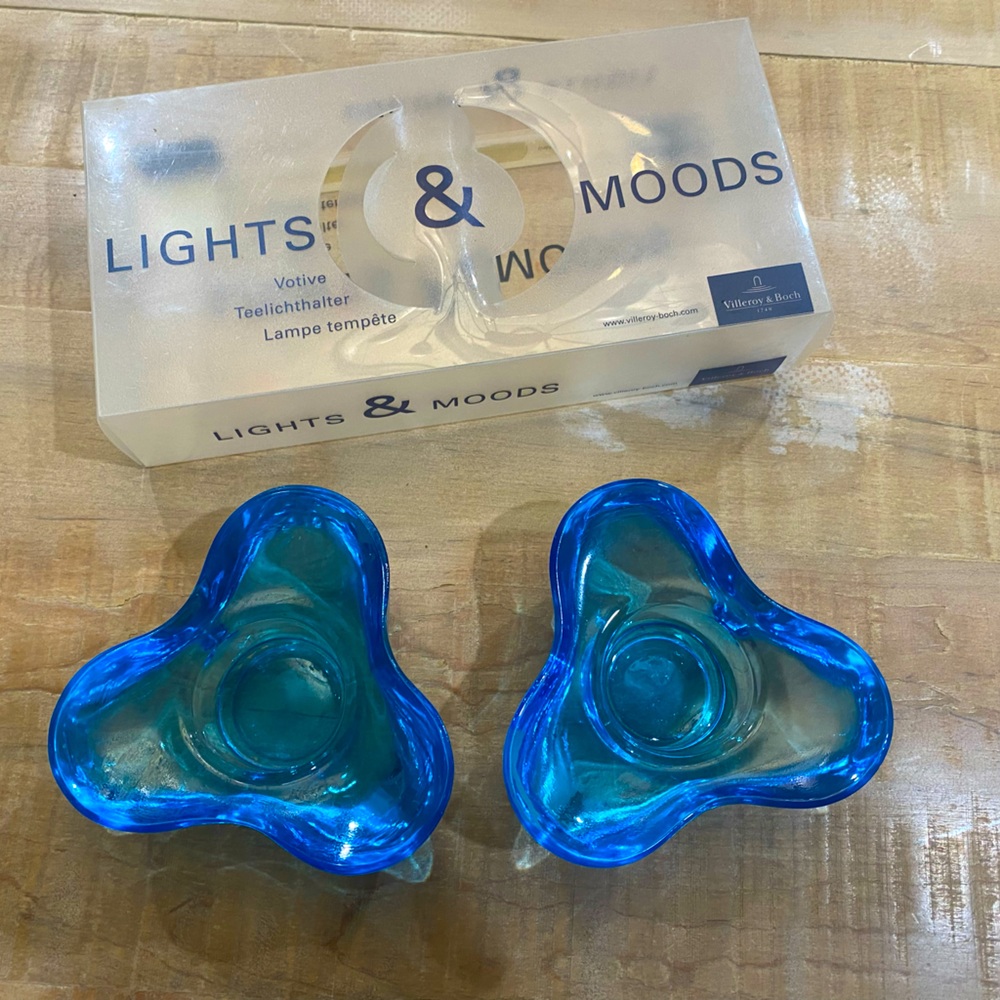 Villeroy & Boch lights & moods Votive blue candle holders